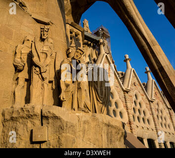 Detail of the passion facade of the Sagrada Familia cathedral in Barcelona, Spain, Europe Stock Photo