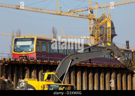 Berlin, Germany, circle line S41 drives past the site on the east cross Stock Photo