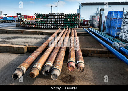 Drilling pipes for oil ready to ship Stock Photo