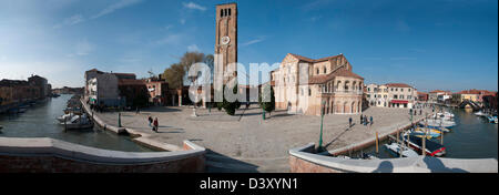 Murano, Panoramic scene, Europe, Italy, Venezia, Venice, Murano Island, Basilica di Santa Maria e San Donato Stock Photo