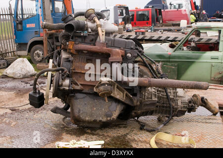 scrap engine car cars engines metal old junk scrapyard scrapyards junkyard junkyards recycled recycling Stock Photo