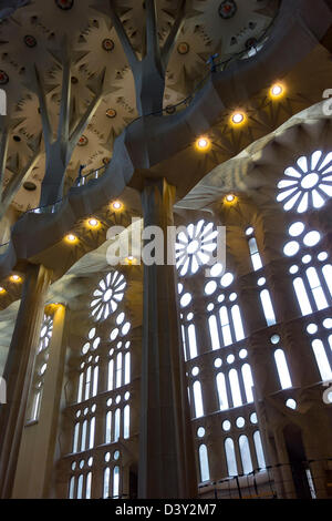 Sagrada Familia interior: ceiling, windows, columns Stock Photo - Alamy