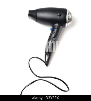 Black hair dryer isolated on white background Stock Photo