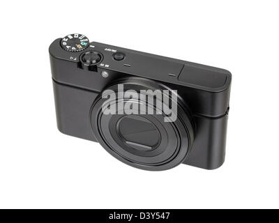 Black compact digital camera isolated on white background Stock Photo