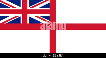 Naval ensign of the United Kingdom of Great Britain and Northern Ireland (White Ensign). Stock Photo
