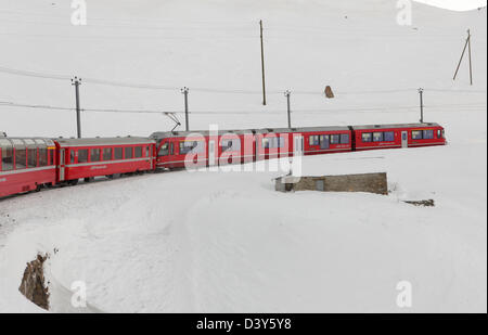 Bernina Express, the red train, Switzerland Stock Photo