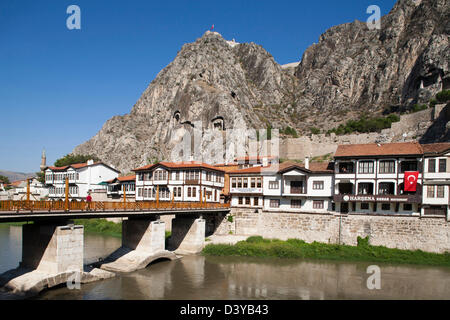view with the tombs of the kings and the citadel, amasya, anatolia, turkey, asia Stock Photo