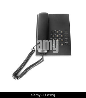 Black office phone isolated on white Stock Photo