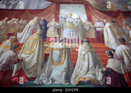 Fresco of Pius IX declaring dogma of Immaculate Conception, Vatican Museums, Rome, Italy Stock Photo