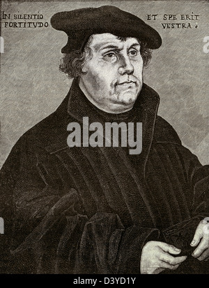 Martin Luther Line engraving founder of Protestant (Lutheran) Church November 1483 – 18 February 1546 Stock Photo