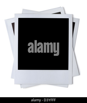 Stack of blank paper photo frames isolated on white Stock Photo