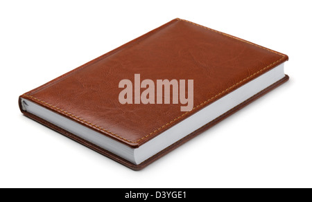 New brown leather notebook isolated on white Stock Photo