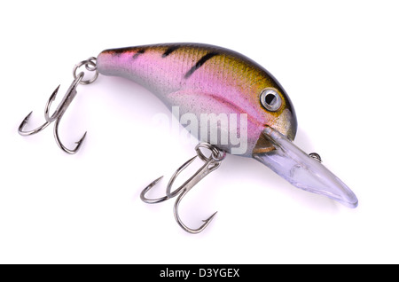 Topwater fishing lure (wobbler) isolated on white Stock Photo