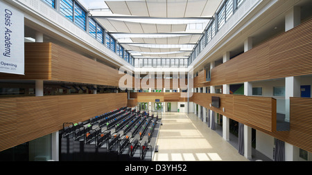 Oasis Academy, Coulsdon, United Kingdom. Architect: Sheppard Robson, 2011. Assembly hall with extendible tier. Stock Photo