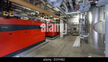 Oasis Academy, Coulsdon, United Kingdom. Architect: Sheppard Robson, 2011. Interior of power and energy plant. Stock Photo