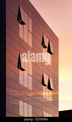 Chesterfield Royal Hospital, Chesterfield, United Kingdom. Architect: Manser Practice Architects, 2011. Facade detail with refle Stock Photo