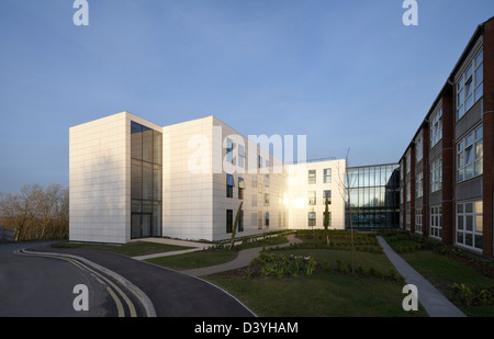 Chesterfield Royal Hospital, Chesterfield, United Kingdom. Architect: Manser Practice Architects, 2011. Oblique view through gar Stock Photo