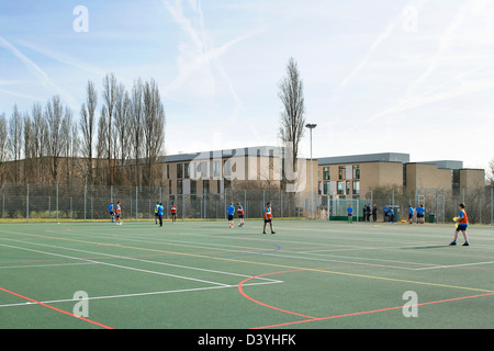 Thomas Tallis School, Greenwich, United Kingdom. Architect: John McAslan & Partners, 2012. Sports field. Stock Photo