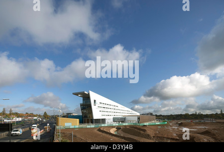 Bournville College, Birmingham, United Kingdom. Architect: Broadway Malyan Limited, 2011. Comprehensive view with construction s Stock Photo