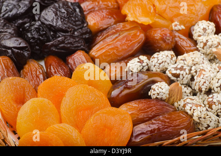 Mix of healthy dried fruits and nuts Stock Photo