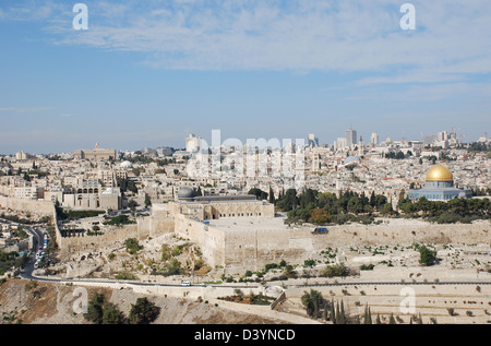 Dome of the Rock and Al-Aqsa Mosque old Jerusalem Israel Stock Photo