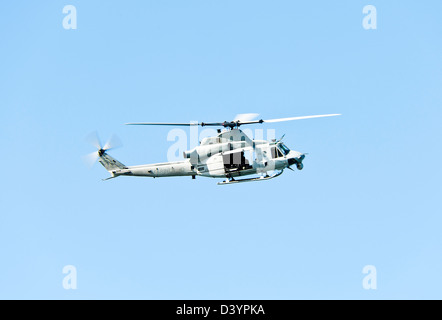 US Marines Bell UH-1Y Venom Helicopter 167994 In Flight Over San Diego California United States America USA Stock Photo