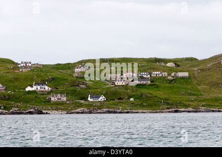 The small village of Valtos or Bhaltos on west coast of Lewis seen from the sea. Stock Photo