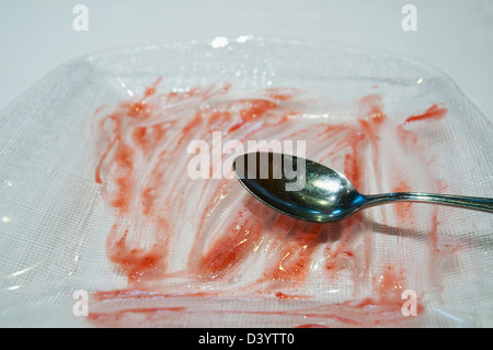 Empty plate after dessert. Close view. Stock Photo