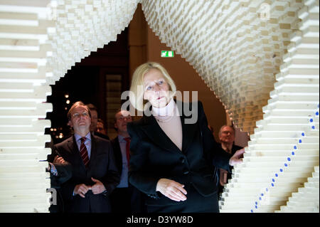 in Berlin, Germany. 26th February 2013. German Minister of Education Johanna Wanka (CDU, back) opens the Science Year 2013 alongside with an exhibition 'Zukunft leben: Die demografische Chance' (lit. to live in future: demographic chances) . Photo: Maurizio Gambarini/dpa/Alamy Live News