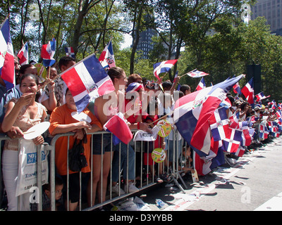 Spectators at the 17th Annual Bronx Dominican Independence Day Parade in New York Stock Photo
