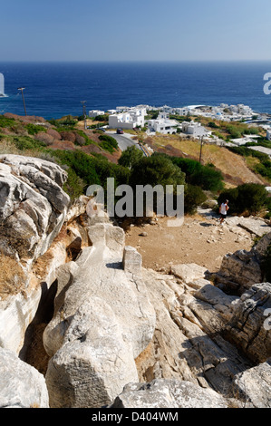 Kouros of Apollon lays abandoned in an ancient marble quarry near the coastal village of Apollonas. Naxos Cyclades Greece Stock Photo