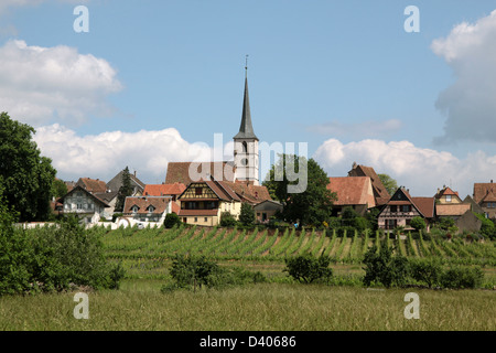 Village with vineyards in Alsace, France Stock Photo