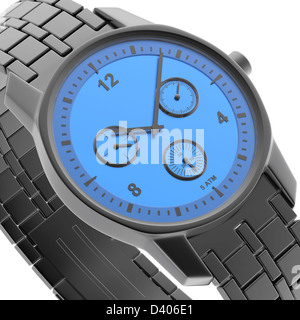 Close-up view of blue-black watch, 3d rendered image Stock Photo