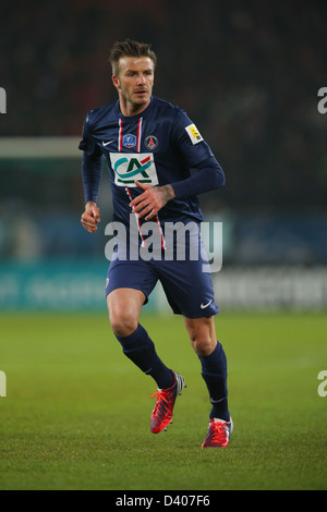 DAVID BECKHAM PSG :   French League Cup - Coupe de France - Quarter Final - Paris Saint-Germain v Olympique de Marseille Stock Photo