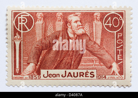 French 1936 stamp depicting Jean Jaures (1859-1914), famous French socialist leader Stock Photo