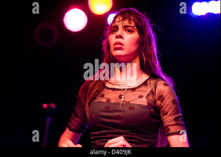 Teri Gender Bender performing with Bosnian Rainbows at Bottom Lounge in Chicago. Stock Photo