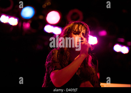 Teri Gender Bender performing with Bosnian Rainbows at Bottom Lounge in Chicago. Stock Photo