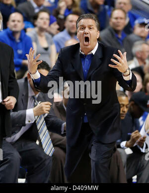 Feb. 27, 2013 - Lexington, KY, USA - Kentucky Wildcats head coach John Calipari was not happy with his teams execution as Kentucky played Mississippi State on Wednesday February 27, 2013 in Lexington, Ky. Photo by Mark Cornelison | Staff (Credit Image: © Lexington Herald-Leader/ZUMAPRESS.com) Stock Photo