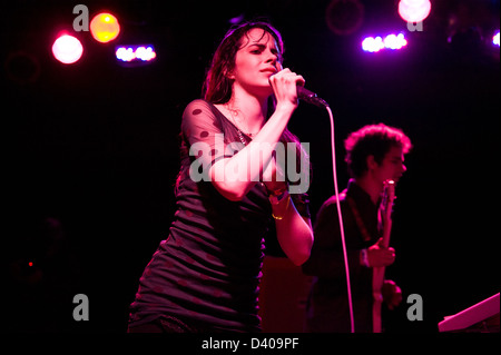 Teri Gender Bender performing with Bosnian Rainbows at Bottom Lounge in Chicago. Stock Photo