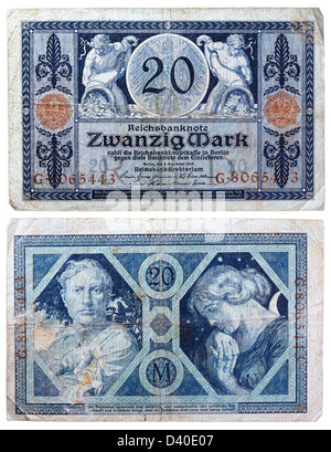 BANKNOTESコレクション④ 22枚 20 mark banknote germany 1915 hi-res stock photography and