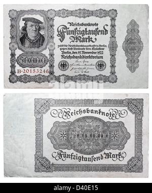 50000 banknote, Burgermaster Brauweiler, Germany, 1922 Stock Photo