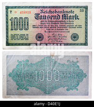 1000 Mark banknote, Germany, 1922 Stock Photo
