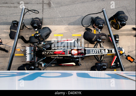 Pitstop Romain Grosjean (FRA), Lotus F1 Team-Renault E21, Formula 1 testing sessions Stock Photo