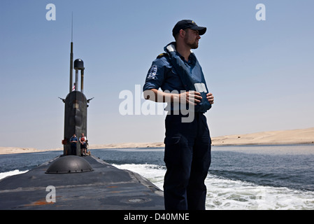 Look out on deck of Nuclear Submarine HMS Talent, Egypt Stock Photo