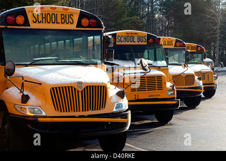 Yellow School Buses - Brevard, North Carolina USA Stock Photo