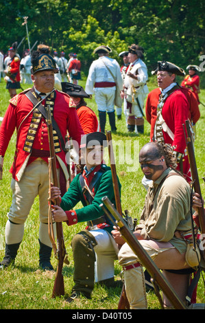 American revolutionary war re-enactors, battle British troops at Rockford plantation, Lancaster, PA. Stock Photo