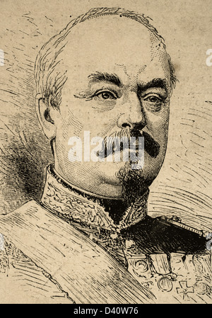Francois Achille Bazaine (1811-1888). Marshal of France. Engraving in The Spanish and American Illustration, 1870. Stock Photo