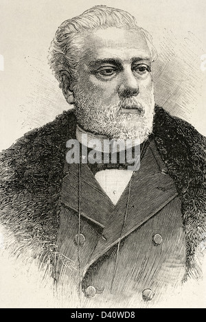 Victor Balaguer (1824-1901). Spanish politician and writer. Engraving in The Spanish and American Illustration, 1892. Stock Photo