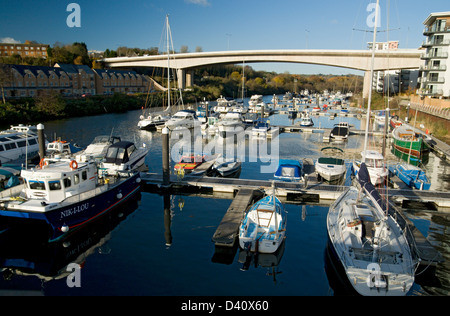 yacht moored in river ely cardiff bay south wales uk Stock Photo
