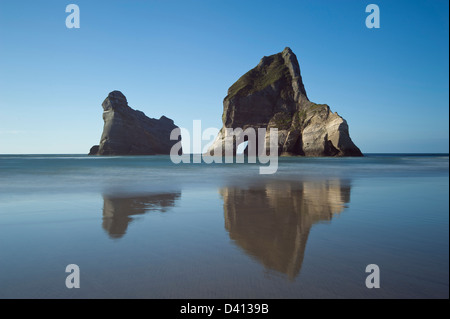 The Archway Islands near Wharariki Beach, New Zealand Stock Photo